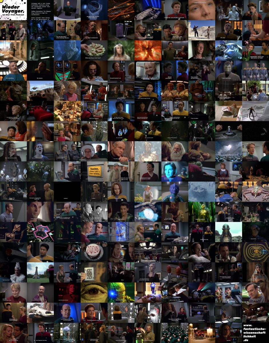 Montage aus 168 Screenshots, eins aus jeder Folge Star Trek Voyager