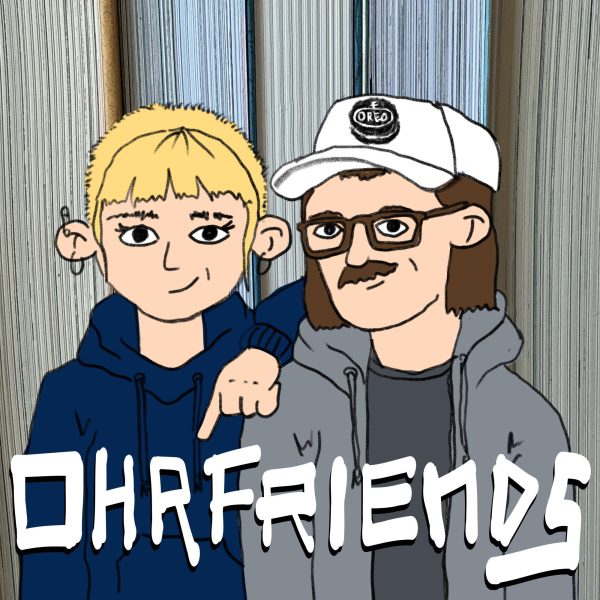 Cover für Ohrfriends, Comiczeichnung: Stella mit Chelsea Cut Frise, Kuba mit einem Oreo auf der Schirmmütze