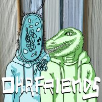 Cover für Ohrfriends, Comiczeichnung: Stella als Pantoffeltierchen mit schematisch sichtbaren Organellen, Kuba als (federloser) Dino