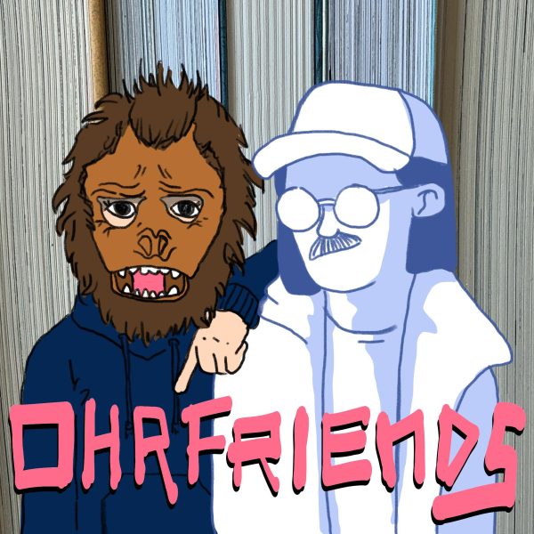 Cover für Ohrfriends, Comiczeichnung: Stella mit Gorilla/Guerrilla/Girl-Maske, Kuba in sanften blauen Aquarellzwischentönen